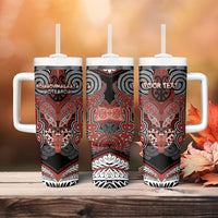 Aotearoa Iwi Rongowhakaata Personalised Tumbler With Handle Maori Kowhaiwhai Pattern