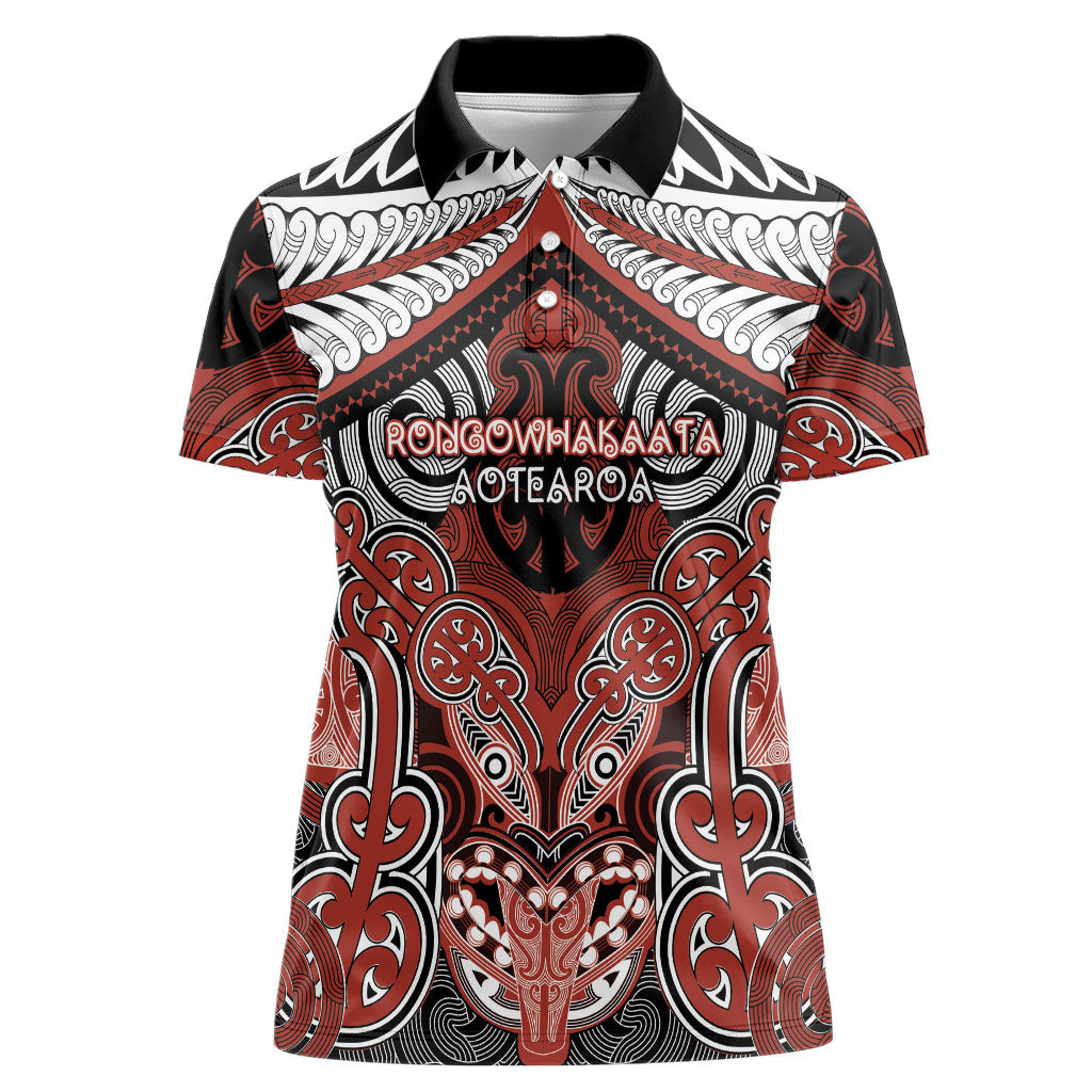 Aotearoa Iwi Rongowhakaata Personalised Women Polo Shirt Maori Kowhaiwhai Pattern