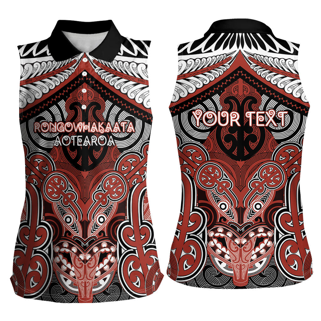 Aotearoa Iwi Rongowhakaata Personalised Women Sleeveless Polo Shirt Maori Kowhaiwhai Pattern