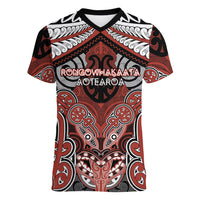 Aotearoa Iwi Rongowhakaata Personalised Women V-Neck T-Shirt Maori Kowhaiwhai Pattern