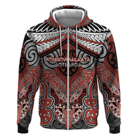 Aotearoa Iwi Rongowhakaata Personalised Zip Hoodie Maori Kowhaiwhai Pattern