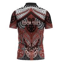 Aotearoa Iwi Rongowhakaata Personalised Zipper Polo Shirt Maori Kowhaiwhai Pattern