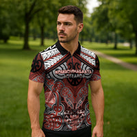 Aotearoa Iwi Rongowhakaata Personalised Zipper Polo Shirt Maori Kowhaiwhai Pattern
