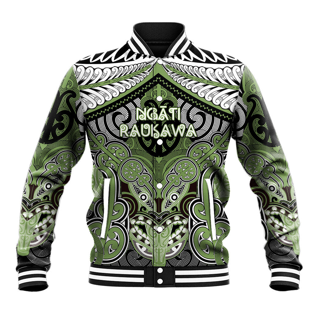 Aotearoa Iwi Ngati Raukawa Personalised Baseball Jacket Maori Kowhaiwhai Pattern LT19 Unisex Green - Polynesian Pride