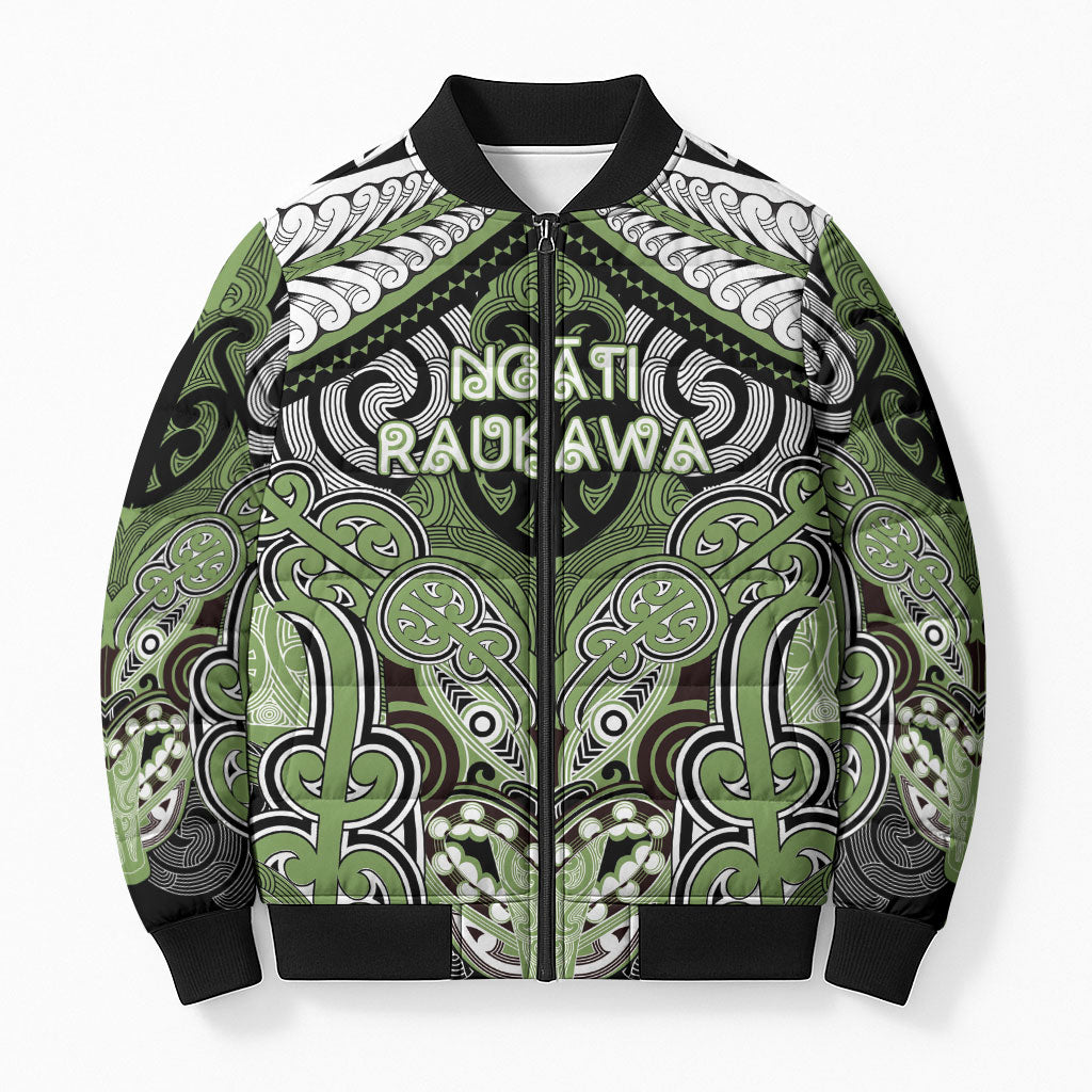 Aotearoa Iwi Ngati Raukawa Personalised Bomber Puffer Jacket Maori Kowhaiwhai Pattern