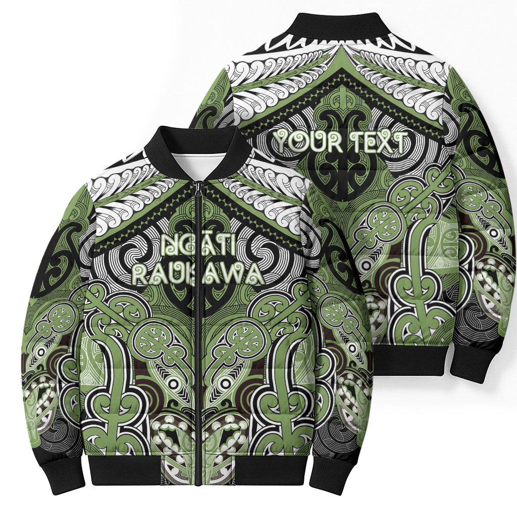 Aotearoa Iwi Ngati Raukawa Personalised Bomber Puffer Jacket Maori Kowhaiwhai Pattern