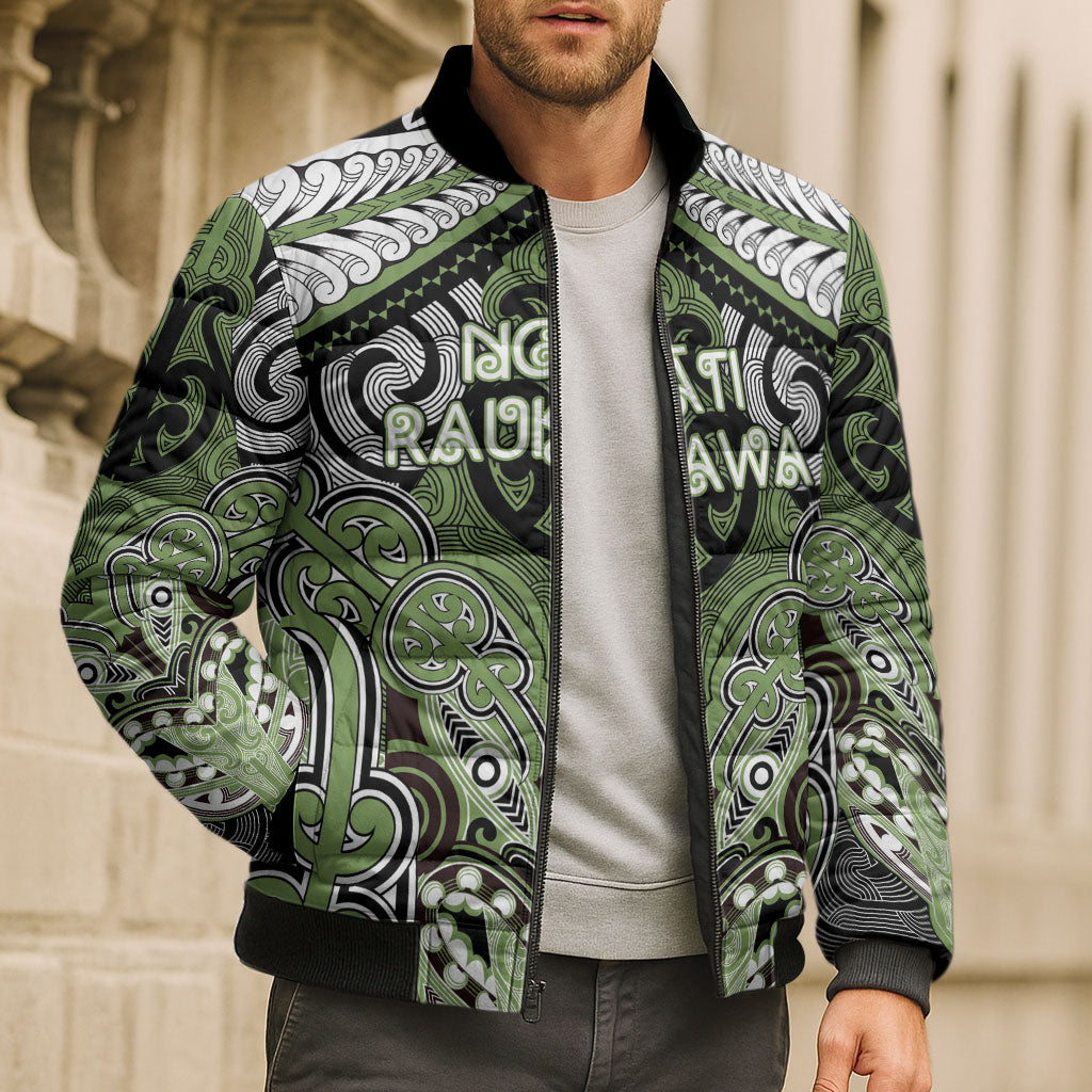 Aotearoa Iwi Ngati Raukawa Personalised Bomber Puffer Jacket Maori Kowhaiwhai Pattern