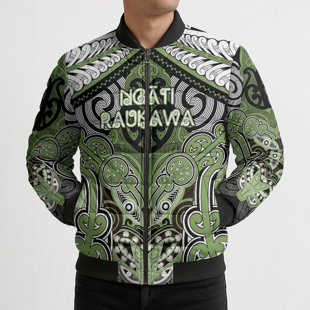 Aotearoa Iwi Ngati Raukawa Personalised Bomber Puffer Jacket Maori Kowhaiwhai Pattern