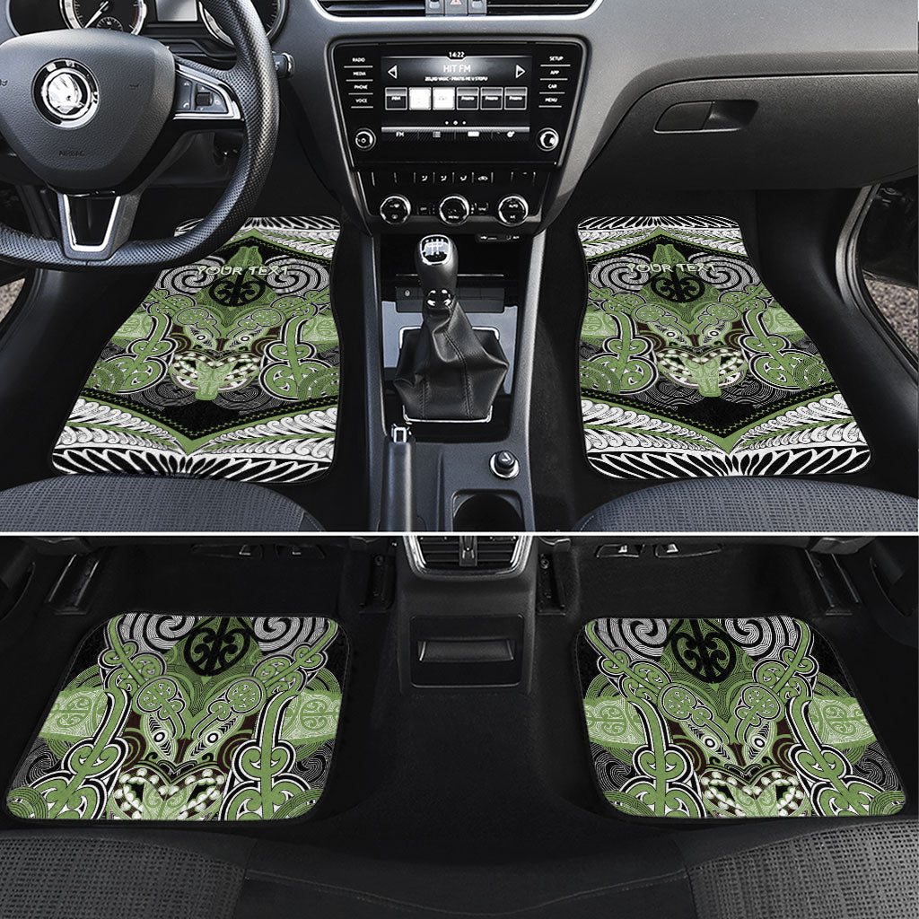 Aotearoa Iwi Ngati Raukawa Personalised Car Mats Maori Kowhaiwhai Pattern LT19 Set 4pcs Green - Polynesian Pride