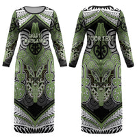 Aotearoa Iwi Ngati Raukawa Personalised Couples Matching Long Sleeve Bodycon Dress and Hawaiian Shirt Maori Kowhaiwhai Pattern