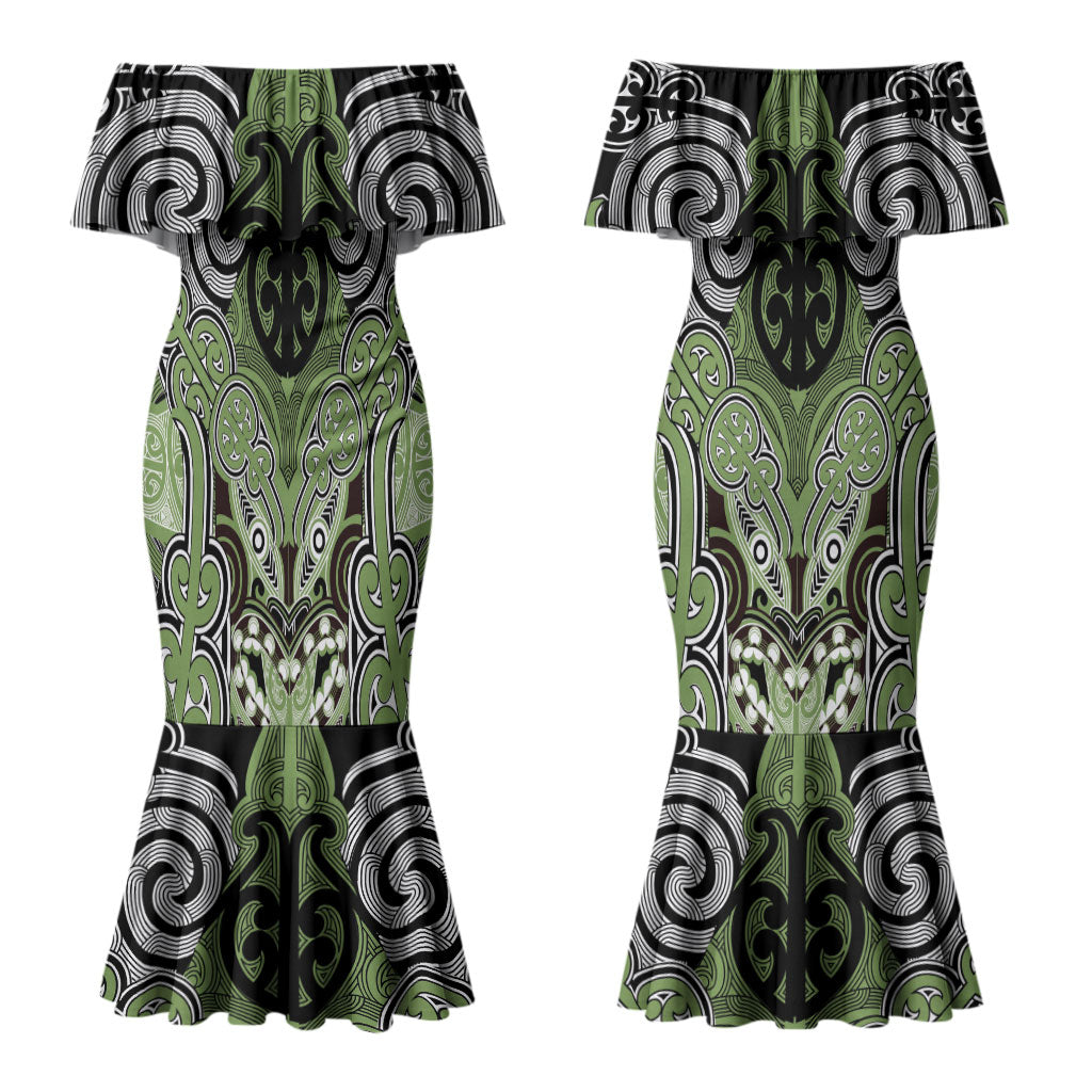 Aotearoa Iwi Ngati Raukawa Personalised Couples Matching Mermaid Dress and Long Sleeve Button Shirt Maori Kowhaiwhai Pattern