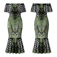 Aotearoa Iwi Ngati Raukawa Personalised Couples Matching Mermaid Dress and Long Sleeve Button Shirt Maori Kowhaiwhai Pattern