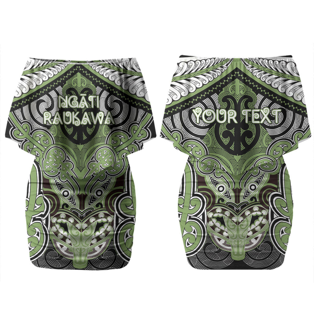 Aotearoa Iwi Ngati Raukawa Personalised Couples Matching Off Shoulder Short Dress and Long Sleeve Button Shirt Maori Kowhaiwhai Pattern