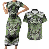 Aotearoa Iwi Ngati Raukawa Personalised Couples Matching Short Sleeve Bodycon Dress and Hawaiian Shirt Maori Kowhaiwhai Pattern