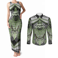 Aotearoa Iwi Ngati Raukawa Personalised Couples Matching Tank Maxi Dress and Long Sleeve Button Shirt Maori Kowhaiwhai Pattern