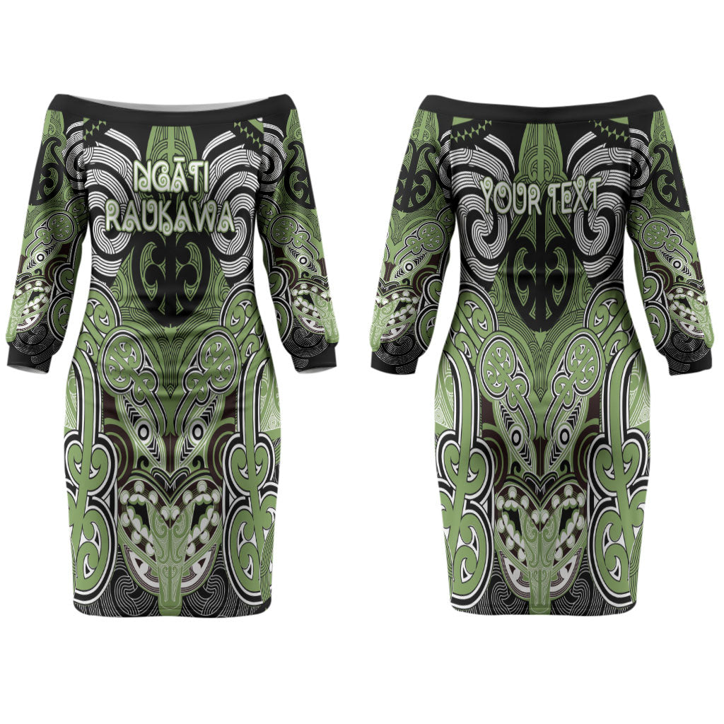 Aotearoa Iwi Ngati Raukawa Personalised Family Matching Off The Shoulder Long Sleeve Dress and Hawaiian Shirt Maori Kowhaiwhai Pattern