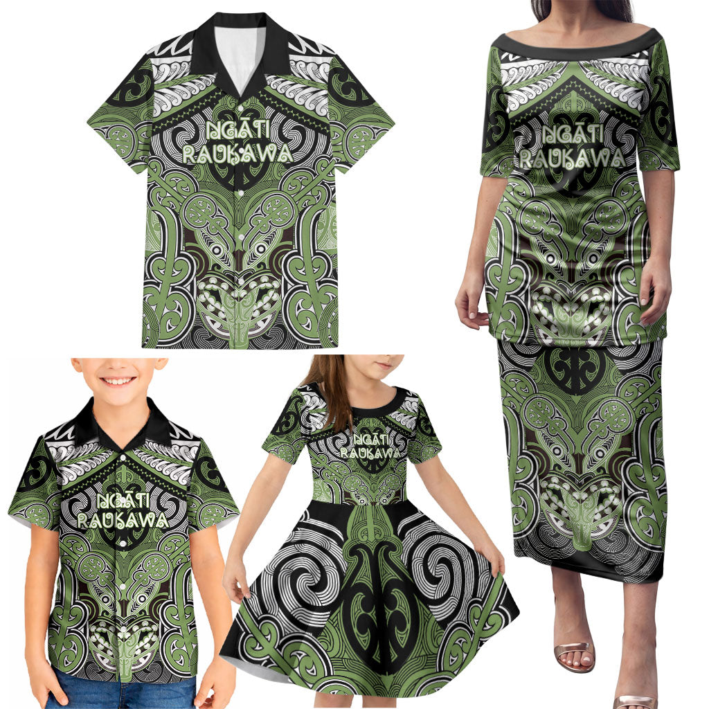 Aotearoa Iwi Ngati Raukawa Personalised Family Matching Puletasi and Hawaiian Shirt Maori Kowhaiwhai Pattern