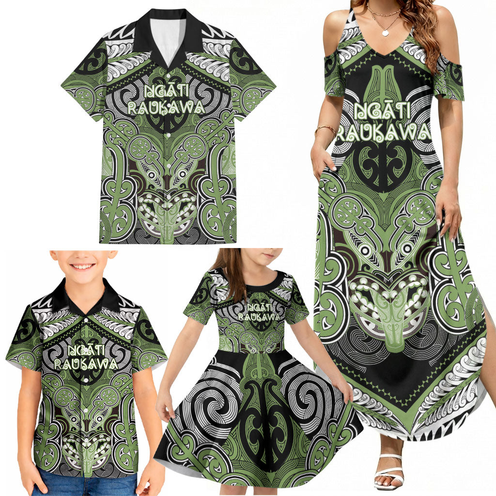 Aotearoa Iwi Ngati Raukawa Personalised Family Matching Summer Maxi Dress and Hawaiian Shirt Maori Kowhaiwhai Pattern