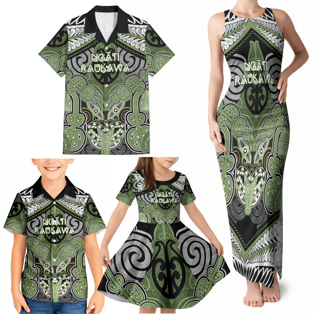 Aotearoa Iwi Ngati Raukawa Personalised Family Matching Tank Maxi Dress and Hawaiian Shirt Maori Kowhaiwhai Pattern