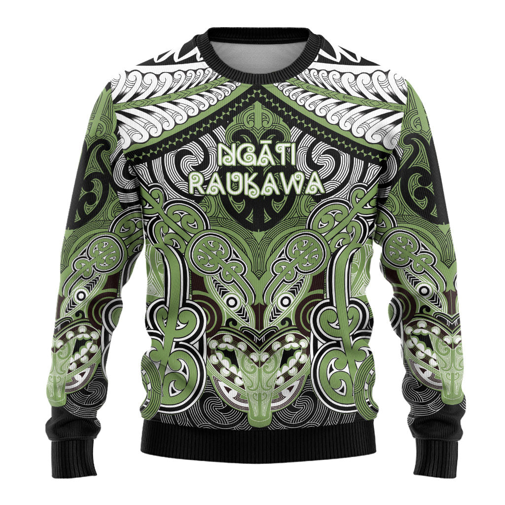 Aotearoa Iwi Ngati Raukawa Personalised Ugly Christmas Sweater Maori Kowhaiwhai Pattern