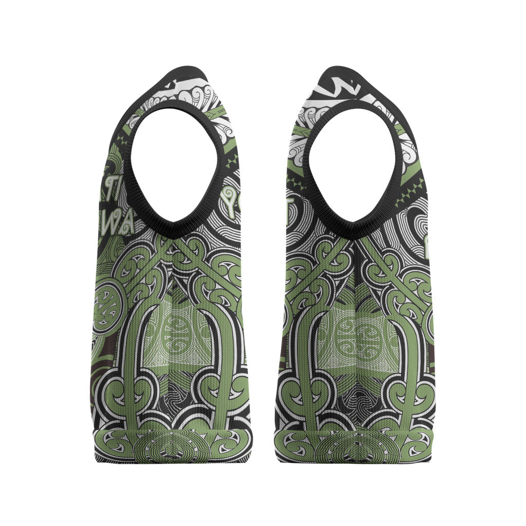 Aotearoa Iwi Ngati Raukawa Personalised Christmas Knitted V-Neck Vest Maori Kowhaiwhai Pattern