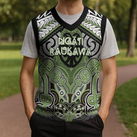 Aotearoa Iwi Ngati Raukawa Personalised Christmas Knitted V-Neck Vest Maori Kowhaiwhai Pattern