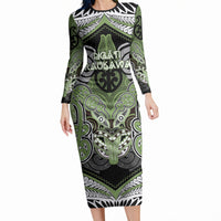 Aotearoa Iwi Ngati Raukawa Personalised Long Sleeve Bodycon Dress Maori Kowhaiwhai Pattern
