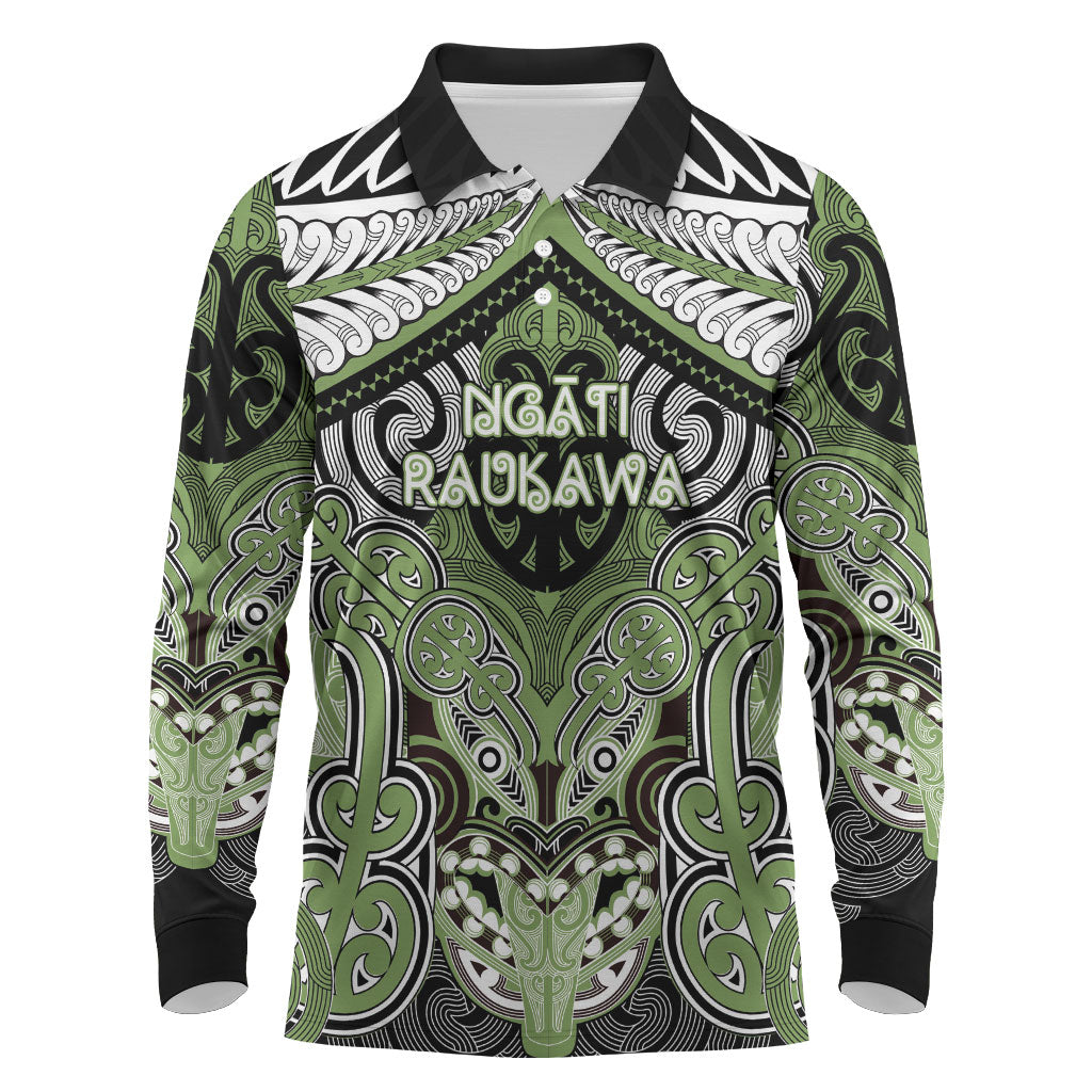 Aotearoa Iwi Ngati Raukawa Personalised Long Sleeve Polo Shirt Maori Kowhaiwhai Pattern