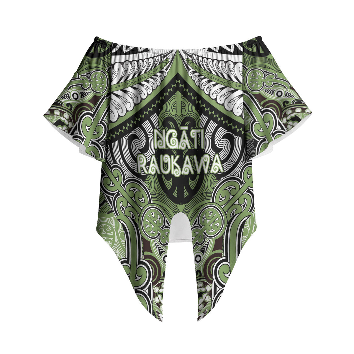 Aotearoa Iwi Ngati Raukawa Personalised Off Shoulder Wrap Waist Top Maori Kowhaiwhai Pattern