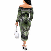 Aotearoa Iwi Ngati Raukawa Personalised Off The Shoulder Long Sleeve Dress Maori Kowhaiwhai Pattern