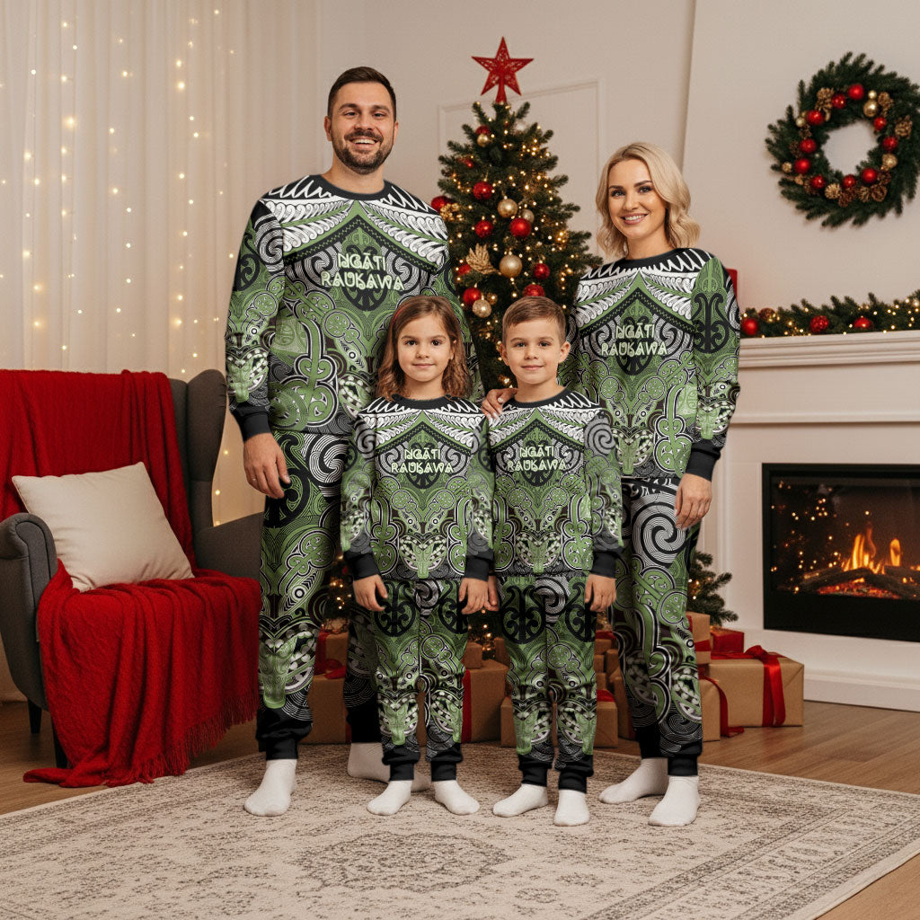 Aotearoa Iwi Ngati Raukawa Personalised Christmas Pajama Set Maori Kowhaiwhai Pattern