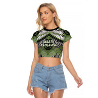 Aotearoa Iwi Ngati Raukawa Personalised Raglan Cropped T Shirt Maori Kowhaiwhai Pattern