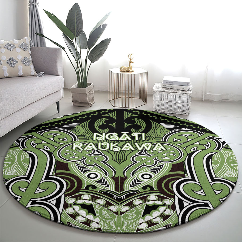 Aotearoa Iwi Ngati Raukawa Round Carpet Maori Kowhaiwhai Pattern
