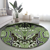Aotearoa Iwi Ngati Raukawa Round Carpet Maori Kowhaiwhai Pattern