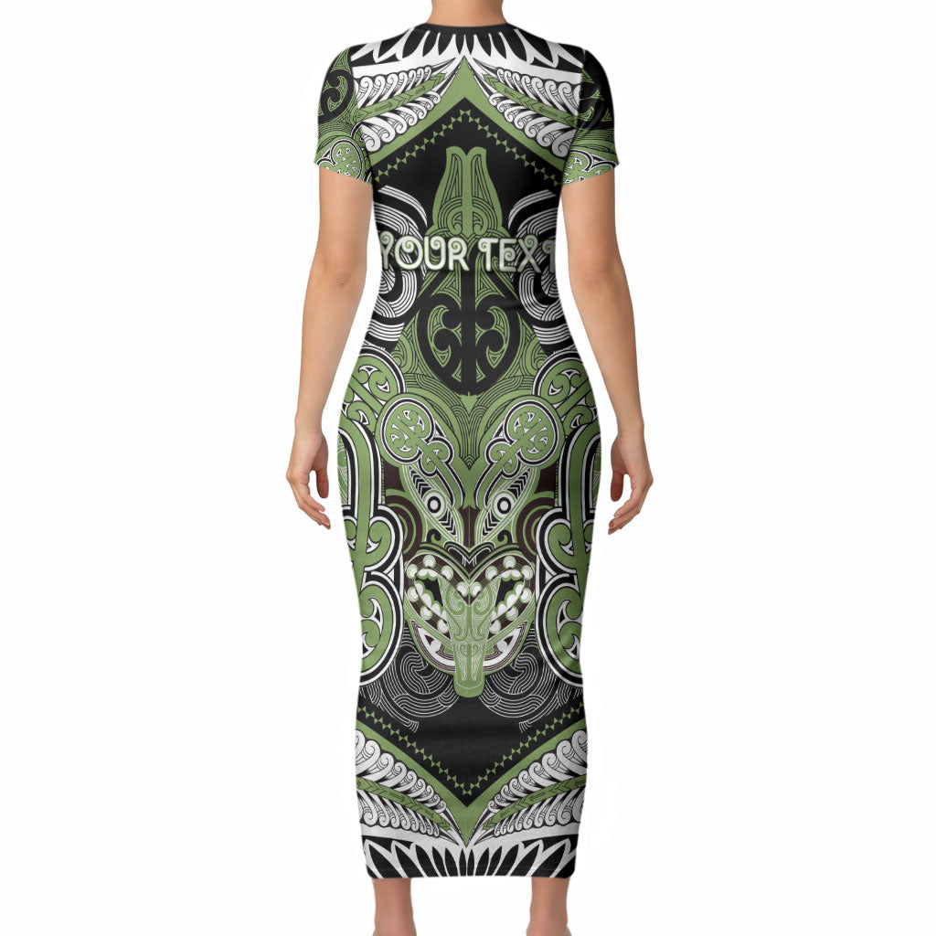 Aotearoa Iwi Ngati Raukawa Personalised Short Sleeve Bodycon Dress Maori Kowhaiwhai Pattern