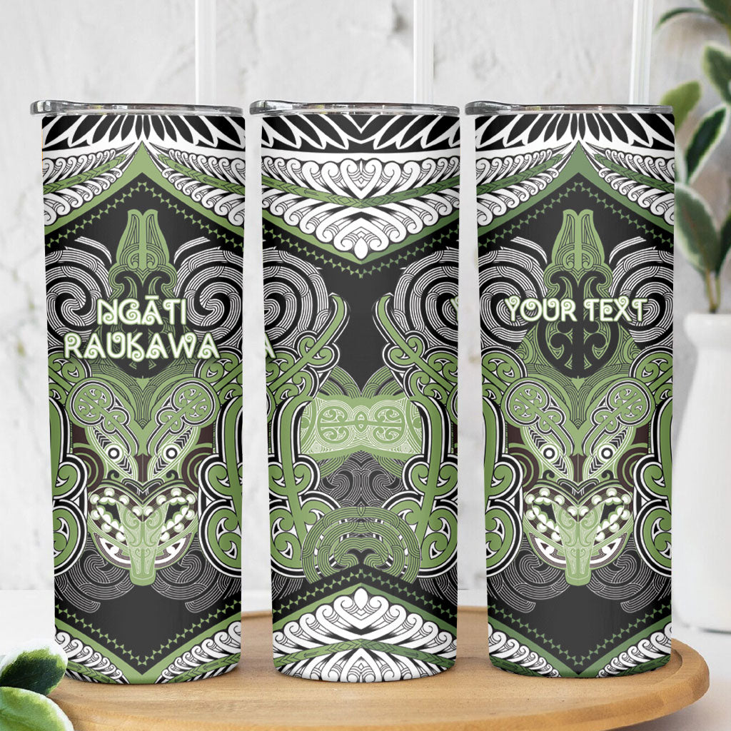 Aotearoa Iwi Ngati Raukawa Personalised Skinny Tumbler Maori Kowhaiwhai Pattern