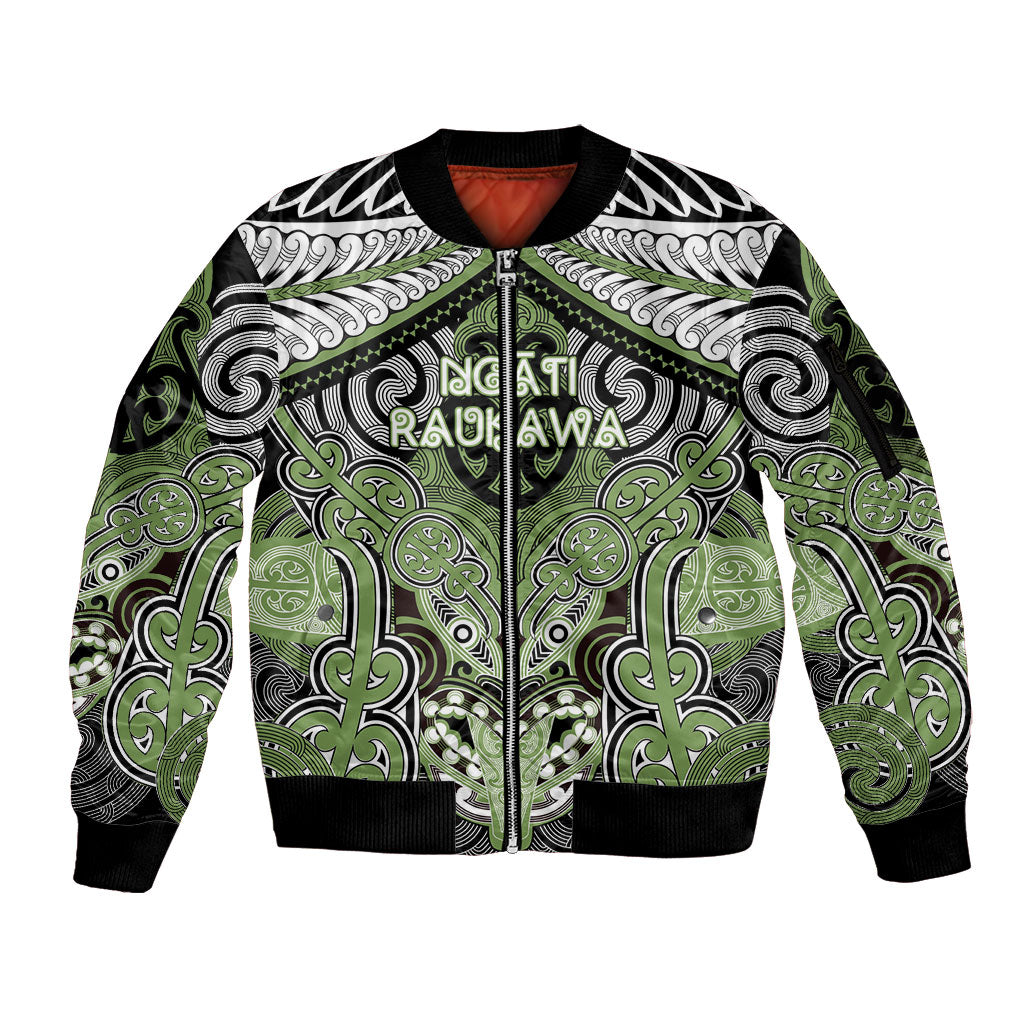 Aotearoa Iwi Ngati Raukawa Personalised Sleeve Zip Bomber Jacket Maori Kowhaiwhai Pattern