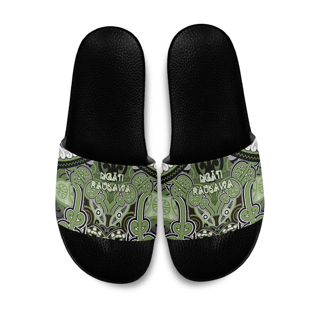 Aotearoa Iwi Ngati Raukawa Slide Sandals Maori Kowhaiwhai Pattern