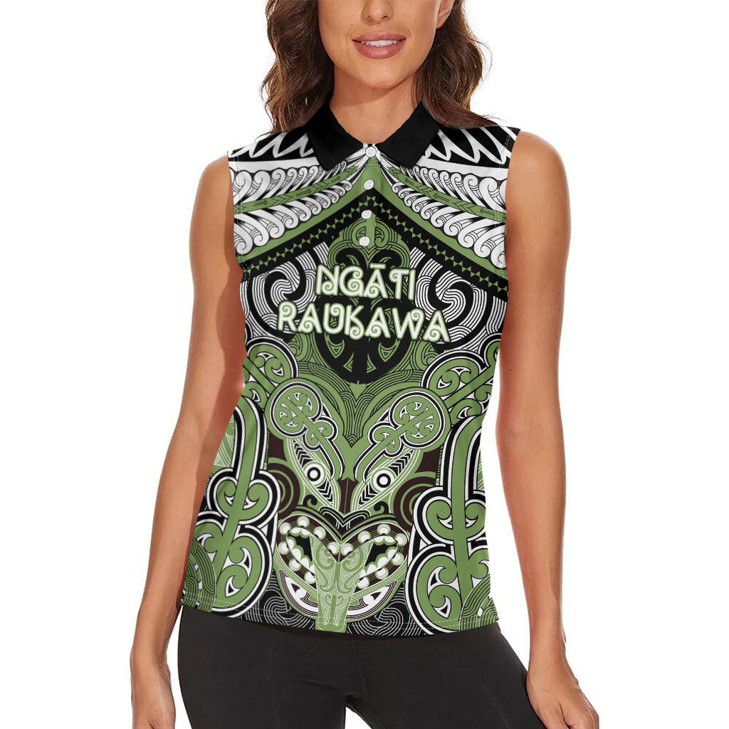 Aotearoa Iwi Ngati Raukawa Personalised Women Sleeveless Polo Shirt Maori Kowhaiwhai Pattern