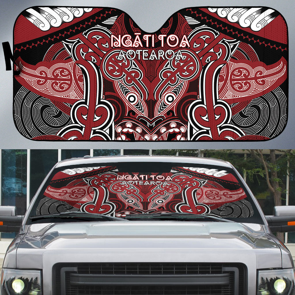 Aotearoa Iwi Ngati Toa Auto Sun Shade Maori Kowhaiwhai Pattern