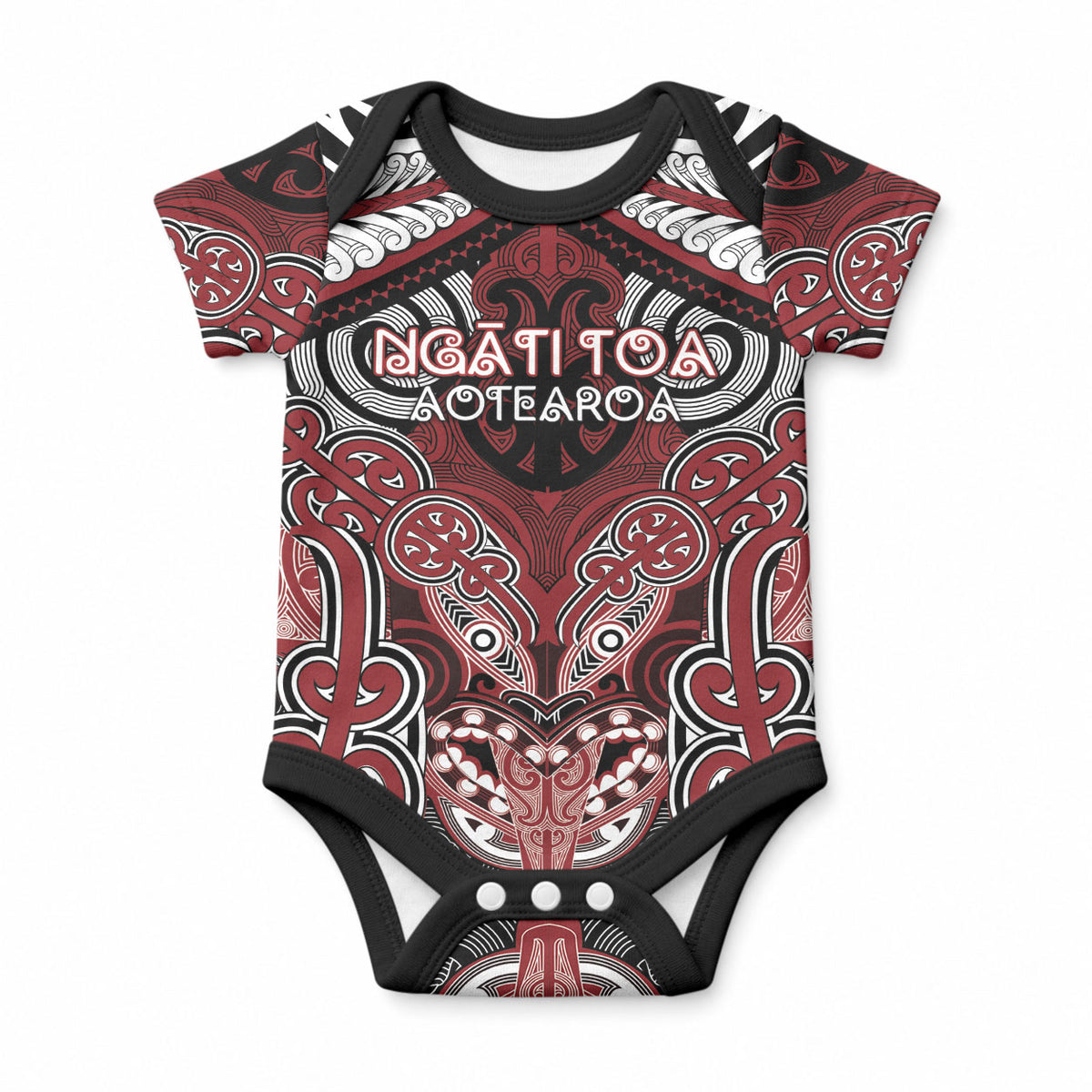 Aotearoa Iwi Ngati Toa Personalised Baby Onesie Maori Kowhaiwhai Pattern