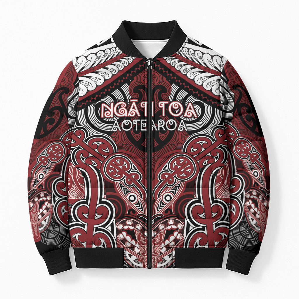 Aotearoa Iwi Ngati Toa Personalised Bomber Puffer Jacket Maori Kowhaiwhai Pattern