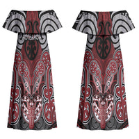 Aotearoa Iwi Ngati Toa Personalised Couples Matching Off Shoulder Maxi Dress and Hawaiian Shirt Maori Kowhaiwhai Pattern