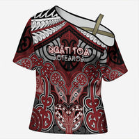 Aotearoa Iwi Ngati Toa Personalised Cross Shoulder Shirt Maori Kowhaiwhai Pattern