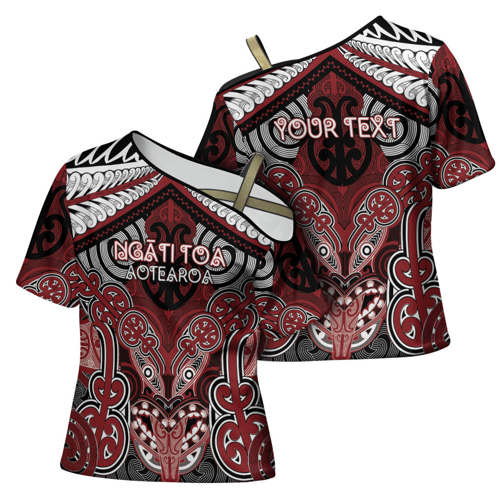 Aotearoa Iwi Ngati Toa Personalised Cross Shoulder Shirt Maori Kowhaiwhai Pattern