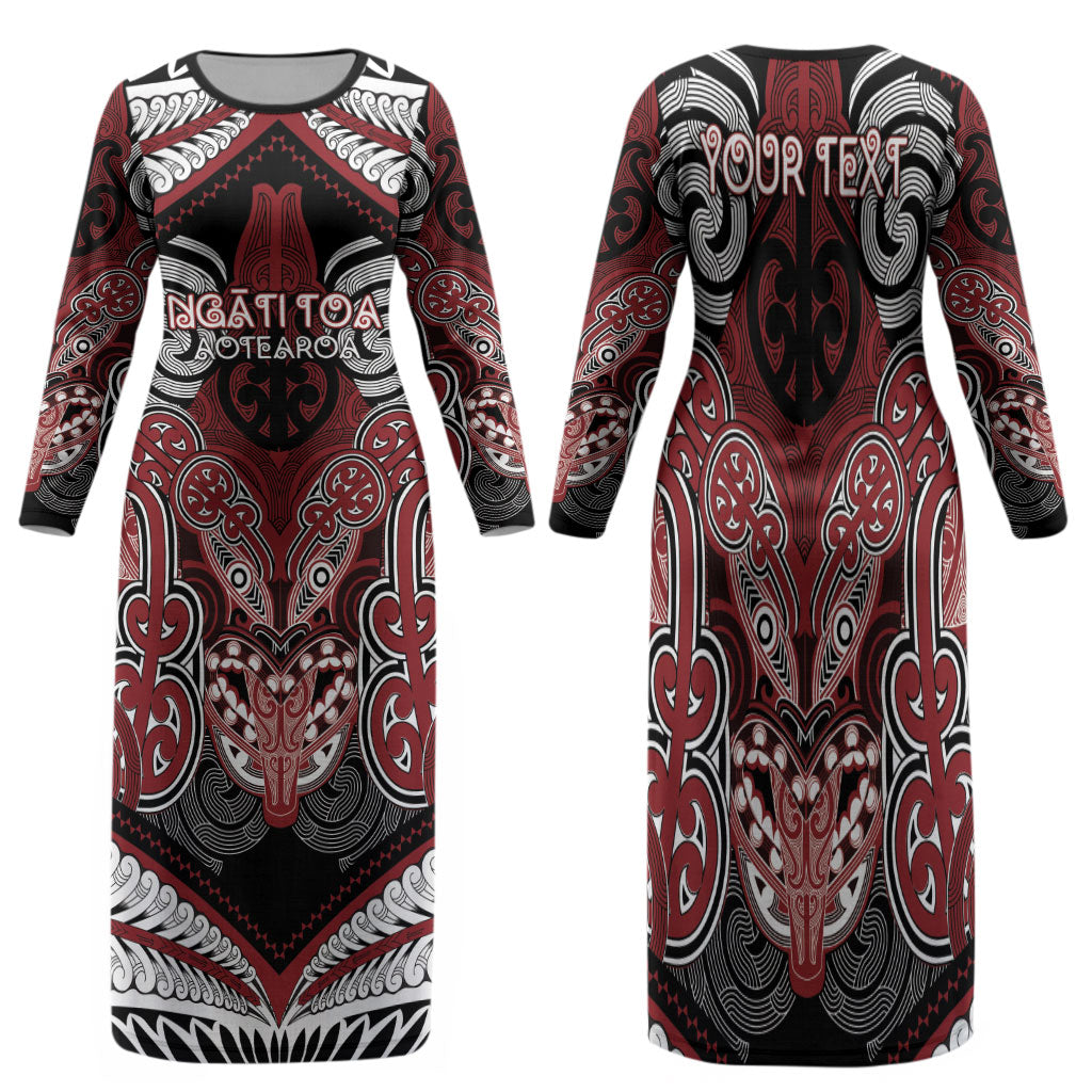 Aotearoa Iwi Ngati Toa Personalised Family Matching Long Sleeve Bodycon Dress and Hawaiian Shirt Maori Kowhaiwhai Pattern