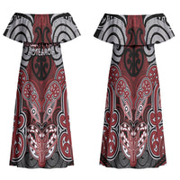 Aotearoa Iwi Ngati Toa Personalised Family Matching Off Shoulder Maxi Dress and Hawaiian Shirt Maori Kowhaiwhai Pattern