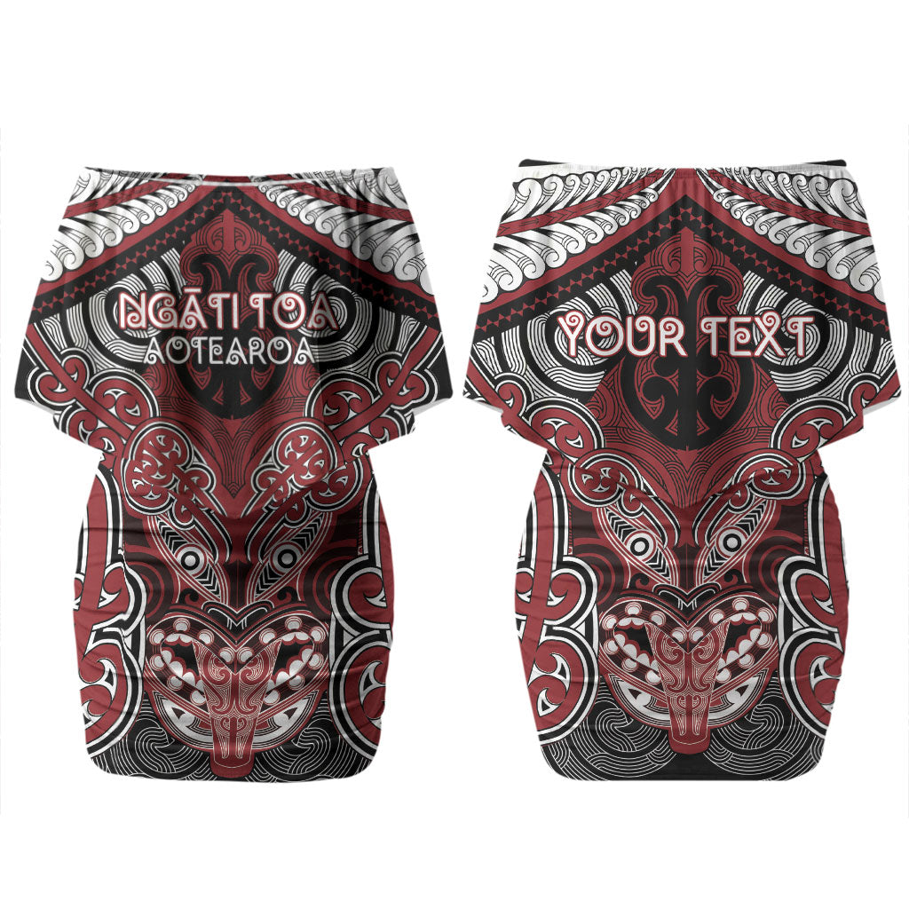 Aotearoa Iwi Ngati Toa Personalised Family Matching Off Shoulder Short Dress and Hawaiian Shirt Maori Kowhaiwhai Pattern
