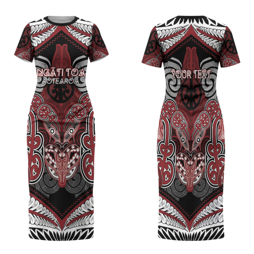 Aotearoa Iwi Ngati Toa Personalised Family Matching Short Sleeve Bodycon Dress and Hawaiian Shirt Maori Kowhaiwhai Pattern