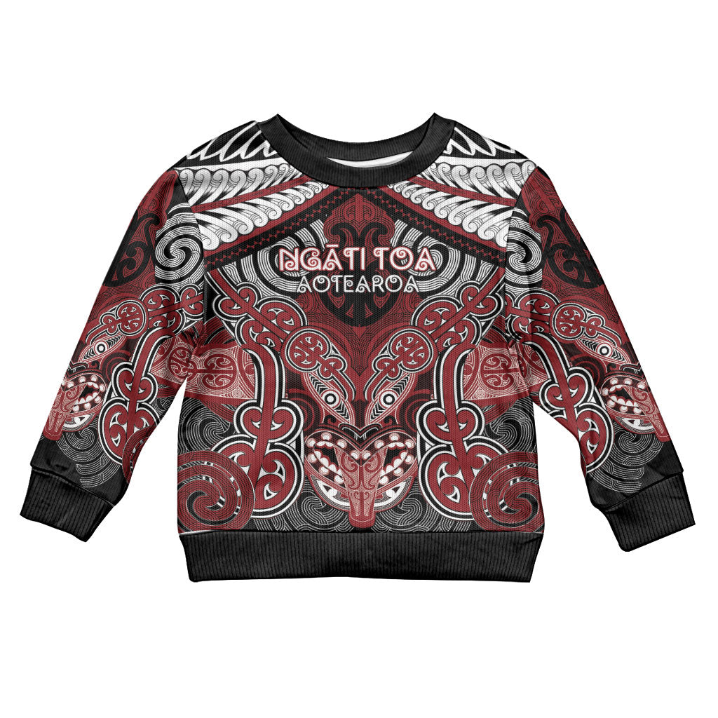 Aotearoa Iwi Ngati Toa Personalised Kid Ugly Christmas Sweater Maori Kowhaiwhai Pattern